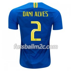 Fußballtrikots Brasilien Dani Alves 2 Auswärts Trikotsatz WM 2018